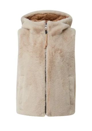 Q/S designed by - Weste aus Teddyfell beige/braun - Gr. - XS