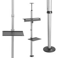 Maclean Halterung MC-791 TV Decken-Boden-Halterung 37-70 Zoll 30 kg, (bis 70 Zoll, VESA 600x400 360° drehbar mit Ablage)