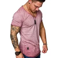 REPUBLIX T-Shirt AVA Herren Vintage Oversize Verwaschen V-Ausschnitt Shirt