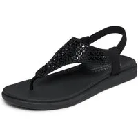 Skechers MEDITATION LUXE Sandale Sommerschuh, Zehentrenner, Strandschuh mit Glitzersteinchen