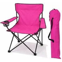 Mojawo Klappstuhl Anglersessel Campingstuhl mit Getränkehalter Outdoorstuhl Tasche Pink