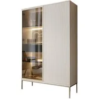 yourhouse24 Vitrine SANTIA 104 cm Japandi-Vitrine – Kaschmir mit LED & Glas