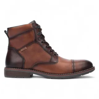 Pikolinos Herren-Stiefeletten mit Reißverschluss und Schnürung aus cuerobraunem Leder – York