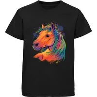 MyDesign24 Print-Shirt bedrucktes Mädchen T-Shirt - Pferdekopf in Ölfarben Kurzarm Baumwollshirt mit Aufdruck i167