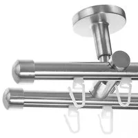 BASIT Gardinenstange Innenlauf 16 mm mit Deckenträgern 120 cm E17, Ø 16 mm, 2-läufig, verschraubt, Aluminium, D80 120 cm E17 Kappe