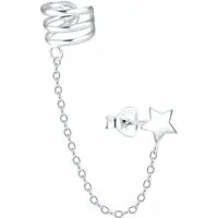 ALEXANDER YORK Ohrklemme STERN mit EAR CUFF Triple line, 925 Sterling Silber