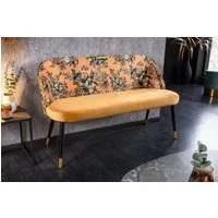 riess-ambiente Sitzbank PRÊT-À-PORTER gelb / schwarz (Einzelartikel, 1-St), Wohnzimmer · Samt · Metall · florales Design · Retro