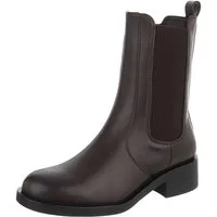 Ital-Design Damen Chelsea Boot mit Blockabsatz und Elastikeinsatz Stiefelette (92422370) Blockabsatz Chelsea Boots in Braun