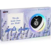 BRUBAKER Perlenketten-Set Wunschperle für die beste Oma der Welt (Muschel mit echter Perle als Schmuck Geschenkset für die Großmutter, 4-tlg., Set), Halskette mit Silber Anhänger