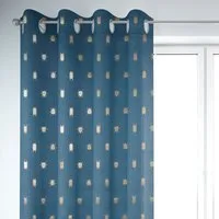 SCHÖNER LEBEN. Vorhang SCHÖNER LEBEN. Vorhang Käfer blau gold metallic 245cm, Ösen, blickdicht, Baumwolle, handmade