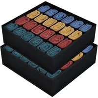 LuxusKollektion Schubladeneinsatz Schubladen Organizer 24 Zellen Socken Gürtel 2 Stück-24 Fächer Schwarz