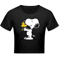 Spreadshirt T-Shirt Peanuts Snoopy Und Woodstock Crop Top (1-tlg)