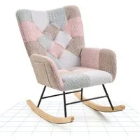 FLEXISPOT Schaukelstuhl mit Hoher Rückenlehne & Fußstütze, Relaxsessel, Schaukelsessel (Moderner Schwingsessel mit Holzkufen, mit Seitentasche), Gepolsterter Relaxsessel für Wohnzimmer & Schlafzimmer