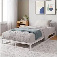 ZINUS Bettgestell Joseph - Stabiler Bettrahmen mit Holzlattenrost & Stauraum (Bis 159 kg belastbar, 1-tlg., Doppel/Einzelbett, Weiß, 90x200 cm), Kinderleichter Aufbau, Robust, EcoFriendly Packaging