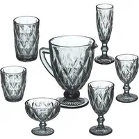 relaxdays Gläser-Set Graues Gläser Set 7-tlg., Glas