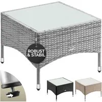 Casaria Beistelltisch, Polyrattan 58x58cm Wetterfest Höhenverstellbar 80kg Belastbarkeit
