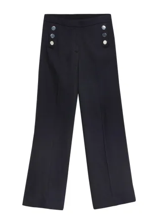 comma - Elegante Marlenehose mit hohem Bund und weitem Bein blau - Gr. - 36