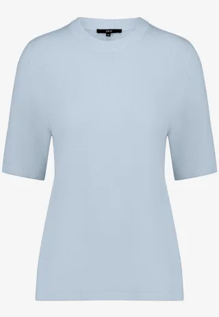 zero - Basic-Strickpullover kurzarm Blue Fog - Gr. - 40