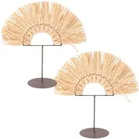 Marrakesch Orient & Mediterran Interior Dekoobjekt Raffia Deko-Ornament Boho Natur Tischdeko 2er Set rund 28 cm Wanddeko (2 St)