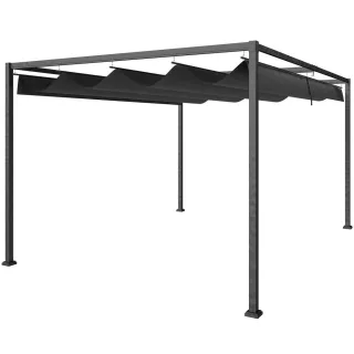 Outsunny Pergola, Schwarz, Metall, 213x221x298 cm, Sonnen- & Sichtschutz, Pavillons & Pergolas, Pergolas