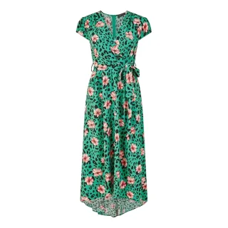 Mela London - Wickelkleid für Damen, Flatter-Ärmel (Grün)