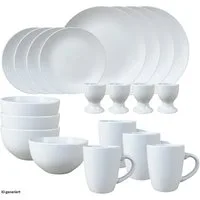 NTK-Collection Frühstücks-Geschirrset Geschirrset 20-teilig Weiß Antonia (20-tlg), 4 Personen, Keramik, Tafelservice Frühstücksset