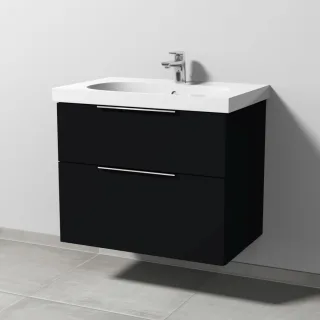 Sanipa 3way Waschtischunterbau zu Geberit Acanto Waschtisch mit 2 Auszügen, Schwarz-Matt UF41708