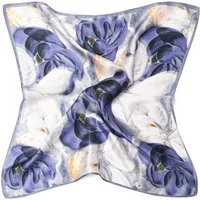 MayTree Seidentuch Nickituch quadratisch, Sommerbluete 53x53 cm, blau, (Stück), 100% Seide