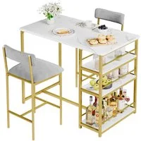 GarveeMore Esstisch Esstisch-Set für 2, Küchentisch und Polsterstühle für 2