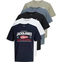 Jack & Jones Print-Shirt Bedrucktes T-Shirt aus Baumwolle (5er-Pack)