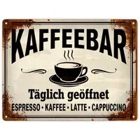 speecheese Metallschild Kaffeebar Metallschild XXL in 28x38 cm im Vintage-Stil