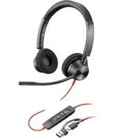 Poly Blackwire 3320 USB-C Stereo-Headset +USB-C/A-Adapter schwarz