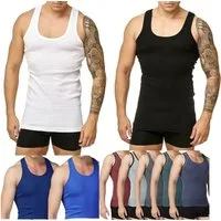DDOnlineShop Unterhemd 4 Stück Tank Top Achselshirt Herren Weiß (Spar-Set, 4-St., 4er-Pack) aus 100% Baumwolle-Premium Qualität(A-060)