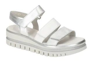 Gabor 64.620.69 Damen Sandalette silber-wei?-silber-kombi, Best Fitting, Keil...