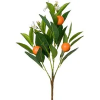 Kunstblume, Decoris season decorations, Künstlicher Zweig Mandarinen Baum mit Blüten 19x58cm Orange Weiß Grün