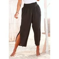 Buffalo Schlupfhose mit weitem Bein und seitlichem Schlitz mit bequemem Smokbund, Schlitz am Bein, luftige Sommerhose, Strandhose