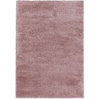 Teppium Teppich Unicolor - Einfarbig, Rund, Höhe: 30 mm, Teppich Wohnzimmer Modern Einfarbig Rosa Weich Langflor Shaggy