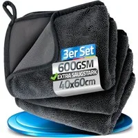 Loco Bird Trockentuch Dusche 600GSM, Fast Dry Microfaser Putztuch für Badezimmer Mikrofasertuch (40x60 cm, 3-tlg., Microfasertuch in grau - Auto Trockentücher xxl - simply shiny Bath, Streifenfrei, Fusselfreie Reinigung und Politur)