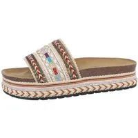 Ital-Design Damen Mules Freizeit Plateausandaletten (85960243) Flach Pantoletten in Beige
