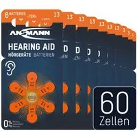 ANSMANN AG Hörgerätebatterien Typ 13 orange, 60 Stück Knopfzelle