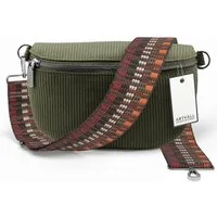 ARTVALL Umhängetasche Cord Handtasche Brusttasche Crossbody Bag Olivgrün (Tasche inkl. Taschenband), Bauchtasche Cord weich mit Schultergurt abnehmbar Hüfttasche Klein