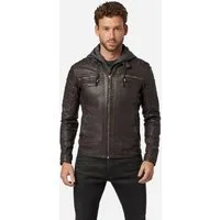 RICANO Lederjacke 12815 Hood Lederjacke mit abtrennbarer Kapuze und Kordelzug