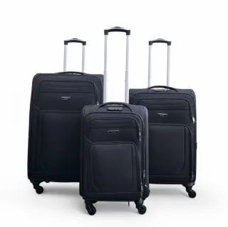 Reisekoffer mit 4 Rädern, weiche Schale, leicht, aus schwarzem Nylon, für den Urlaub