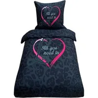 Visaggio Bettwäsche Mikrofaser 135x200 155x200 155x220 Bettbezug Herz Love, Microfaser, 2 teilig, Herz und Love modern