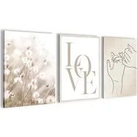Novart Wandbild 3 Wandbilder Set Natur Wohnzimmer Deko Landschaft Berge Boho, Love