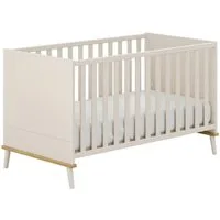 YUNY by PAIDI Babybett HAZEL 70x140cm in Beige, umbaubares Kinderbett mit Massivholz, Gitterbett 4-fach höhenverstellbar, entnehmbare Sprossen, Juniorbett