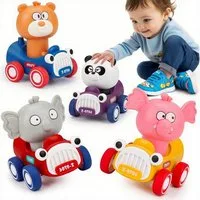 Sorvyzxn Spielzeug-Auto Press to Go Auto Spielzeug für Kleinkinder, Tier Rennautos,4 Artikel, Säugling Spielfahrzeug Set, Baby Push Go Reibungsauto Spielzeug