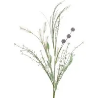 Kunstblume, Decoris season decorations, Kunstblumen Zweig Wildblumen und Gräser 70cm grün / lila