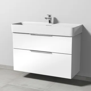 Sanipa 3way Waschtischunterbau zu Laufen VAL Waschtisch mit 2 Auszügen, Weiß-Glanz UF82478