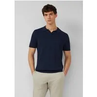 s.Oliver Kurzarmpullover Strickpullover Gestricktes Poloshirt aus Baumwoll-Leinen-Mix